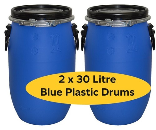 Open top blue plastic - open,