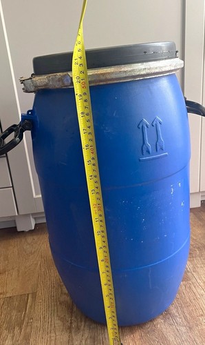 Blue plastic storage - storage, barrel