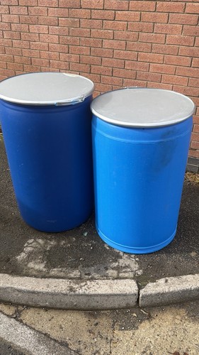 Blue plastic drum - plastic,
