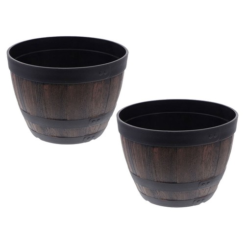 Plastic barrel flower pot - plastic,